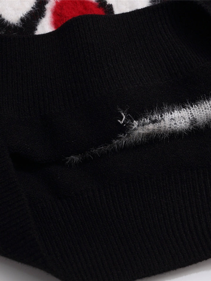 Retro Cute Tomato Puppy Jacquard Pullover Sweater