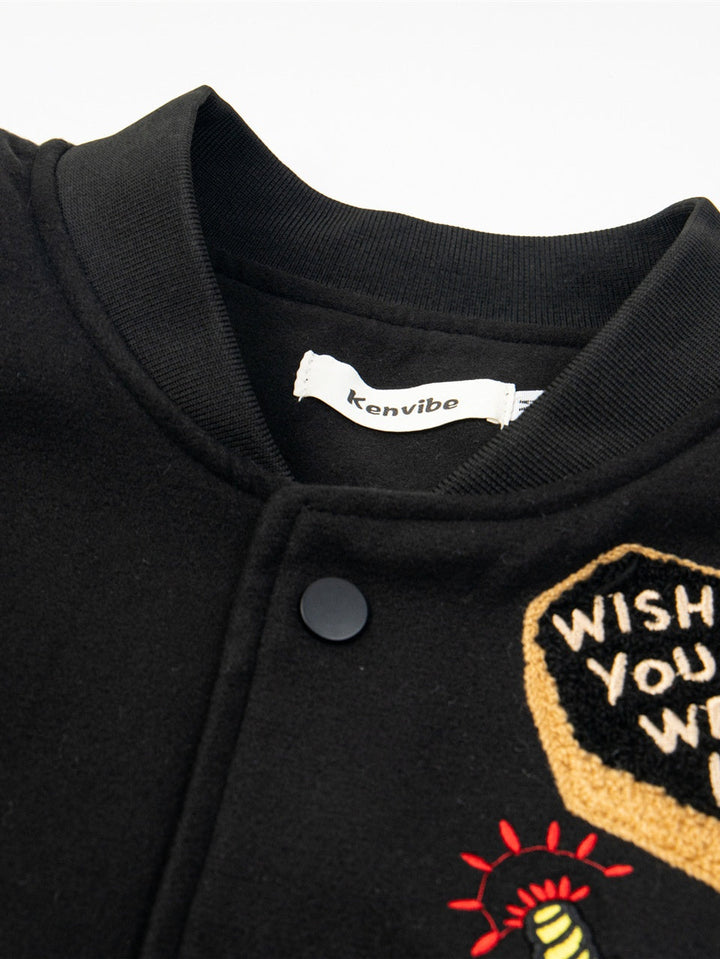 Fun Letters Embroidery Thickening Loose And Casual Hip-hop Jacket