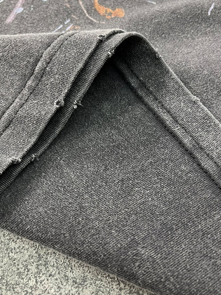 Rock Music Personality Washing Water Printed Long-sleeved T-shirt