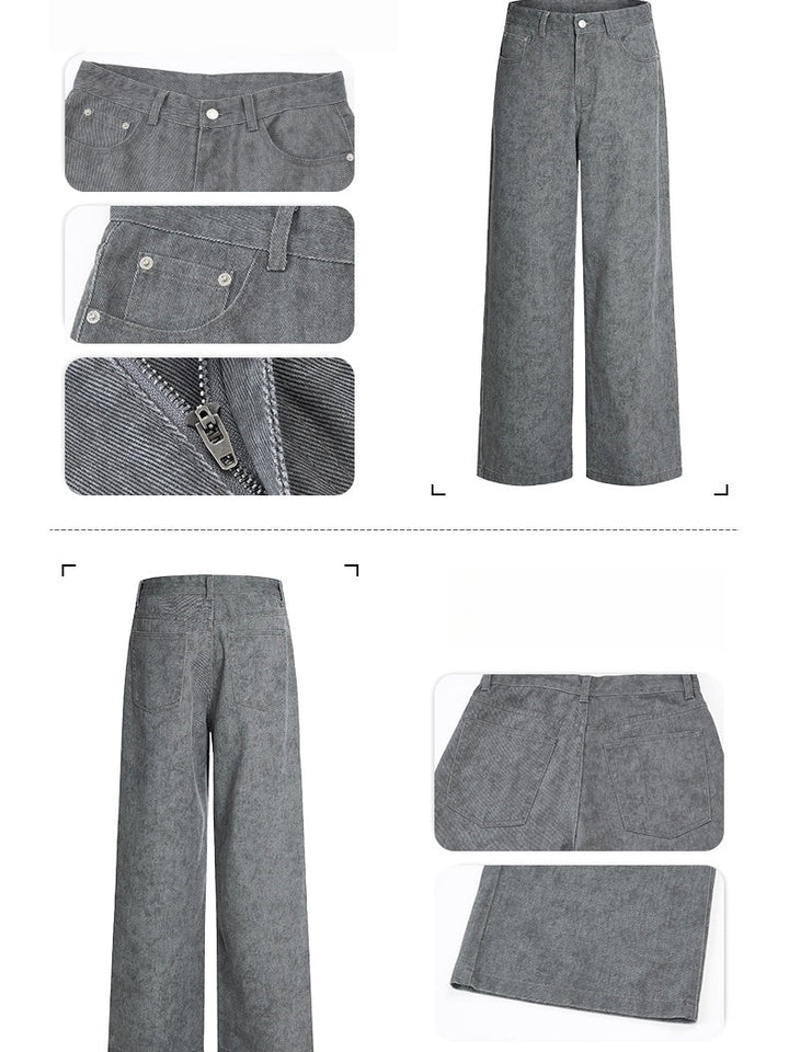 Retro Tie-dye Printed A-shaped Old Loose Floor-length Trousers