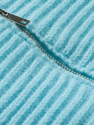 Zippered Pockets Thickening Crew Neck Sweater