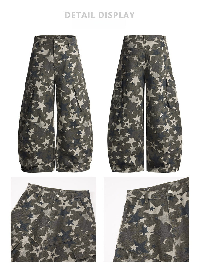 Liber Autumn Neutral wear Printed Shape Cargo Trousers