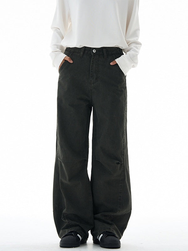 Liber Autumn Neutral wear Pocket decoration Solid Color Pants