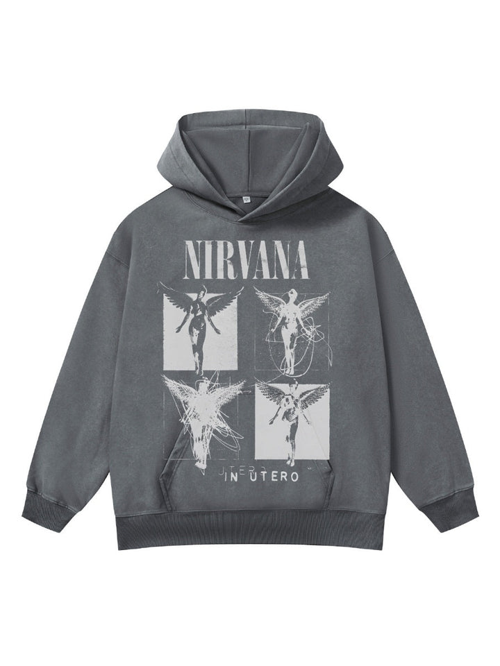 Washing Retro Angel Print 410G Loose Versatile Sweatshirt