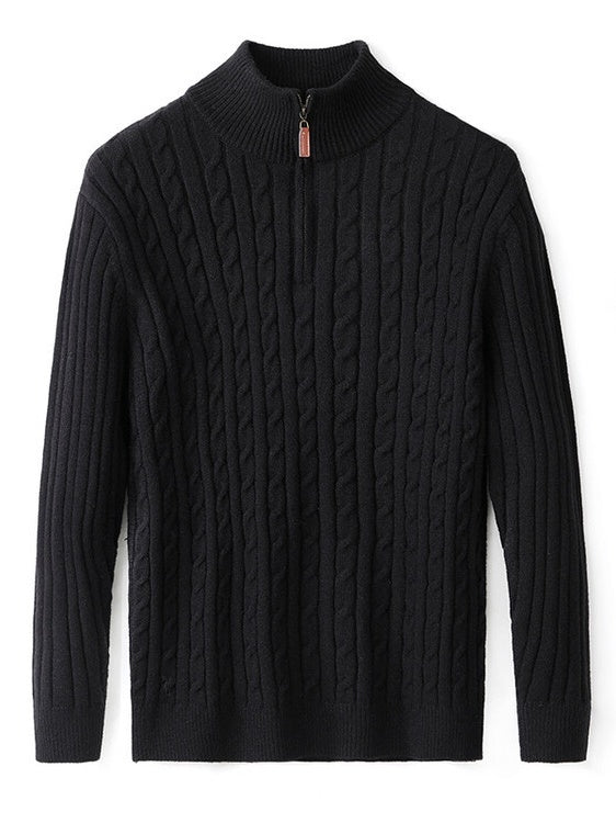 Mock Neck Half Zipper Thickening Keep Warm Leisure Sweaters