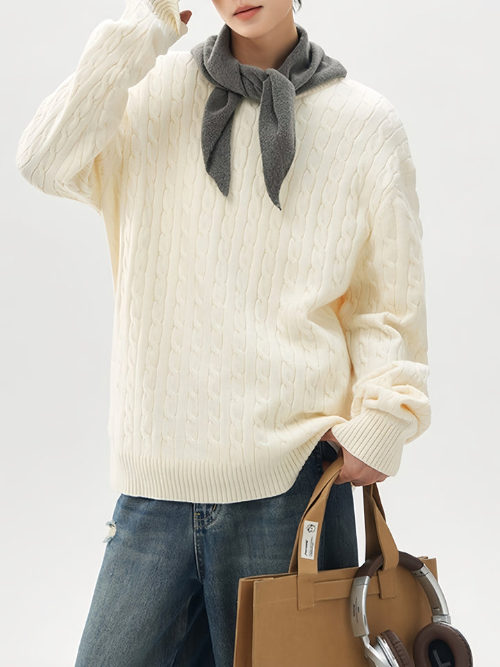 Mahua Retro Keep Warm Crew Neck Loose All-match Sweaters