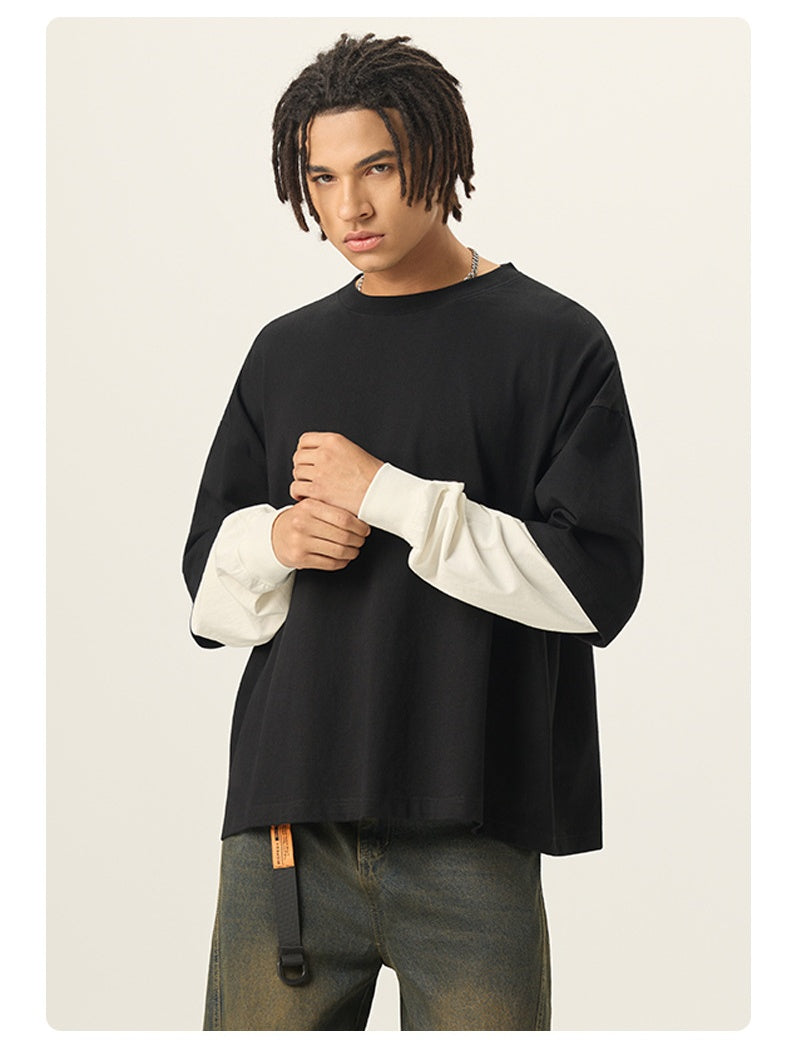 Liber Autumn Neutral wear Color matching Solid Color T-shirts