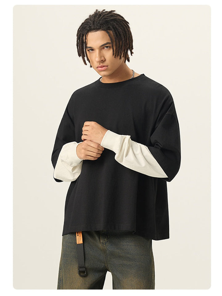 Liber Autumn Neutral wear Color matching Solid Color T-shirts