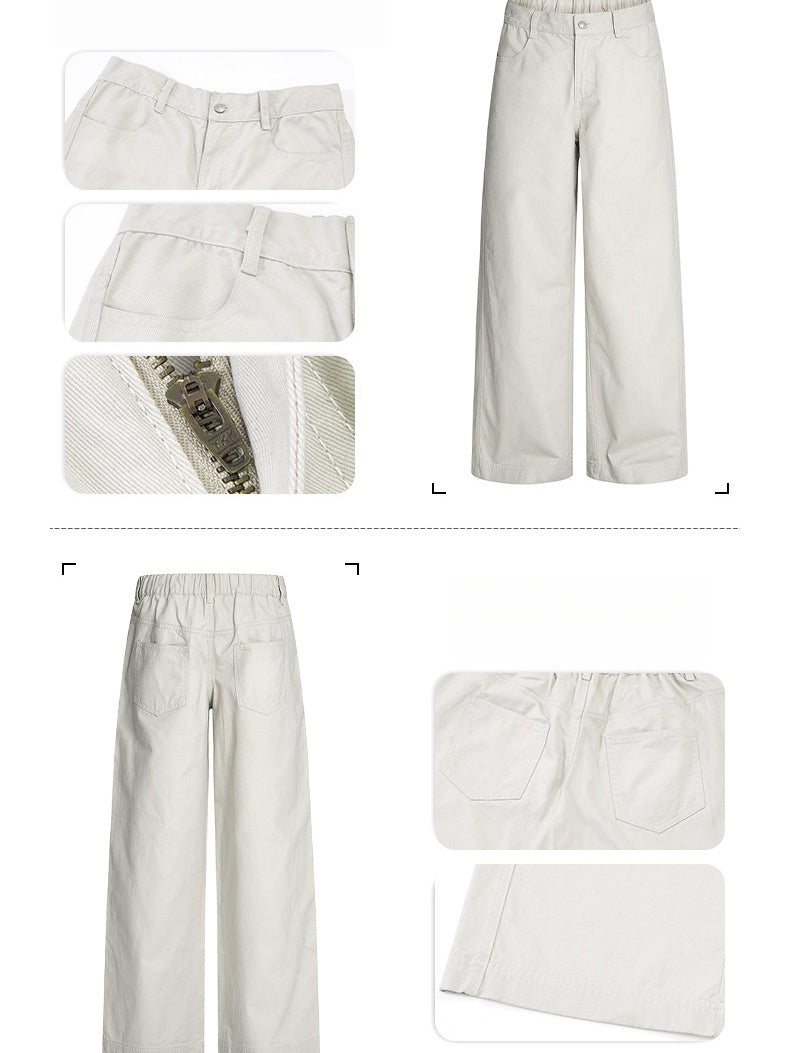 A-shaped Twill Cotton Cleanfit Wide-leg All-match Pants