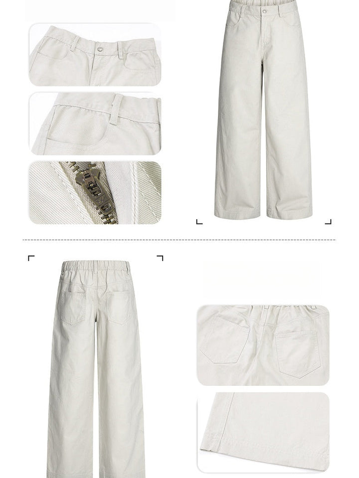 A-shaped Twill Cotton Cleanfit Wide-leg All-match Pants