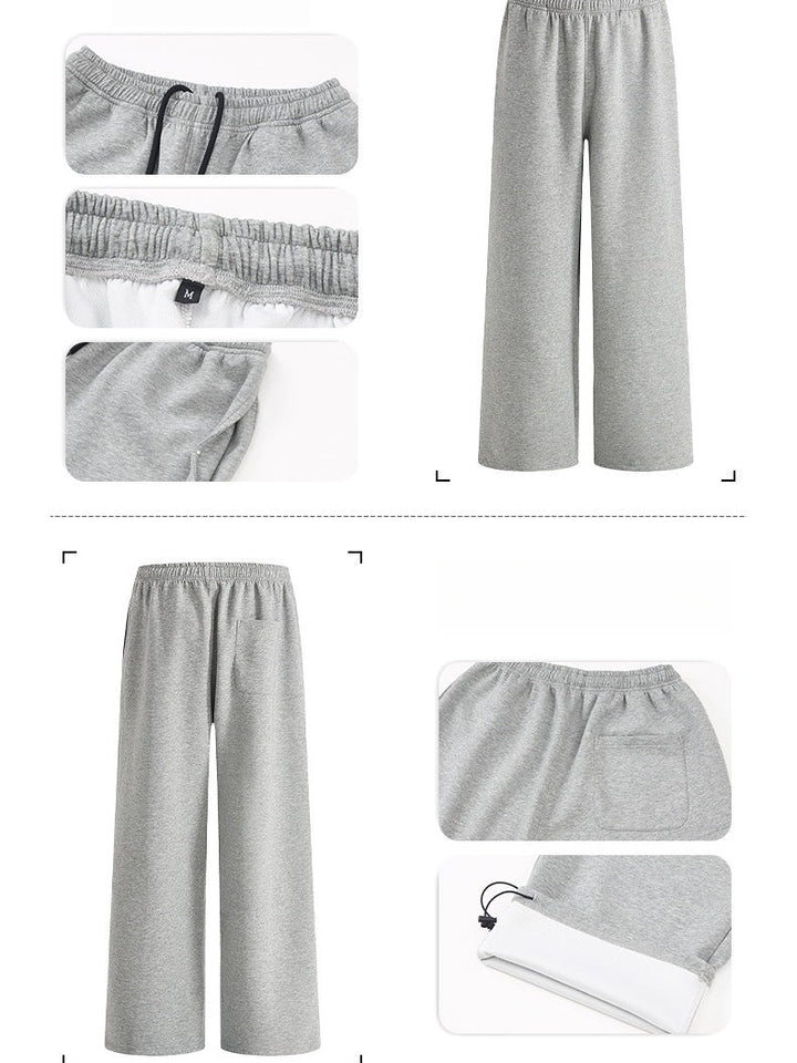 Sports Elastic Waist Wide-leg Straight Sweatpants