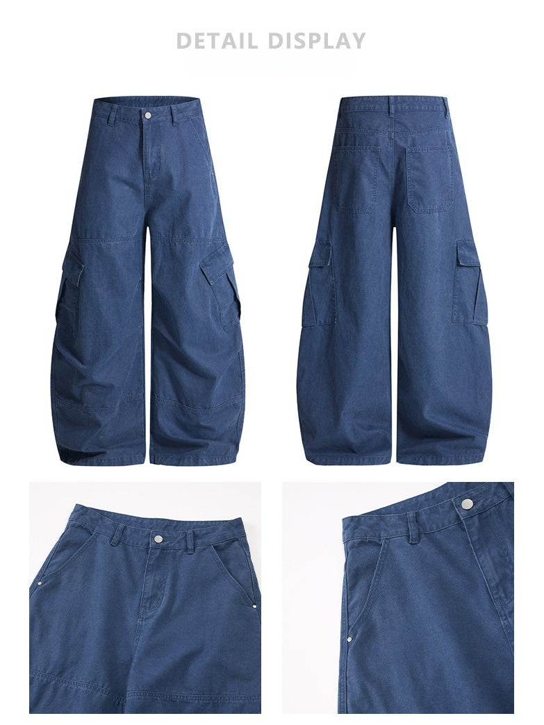 Liber Autumn Neutral wear Multiple pockets Solid Color Cargo Trousers