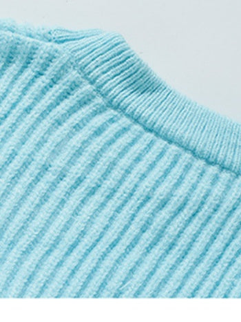 Zippered Pockets Thickening Crew Neck Sweater