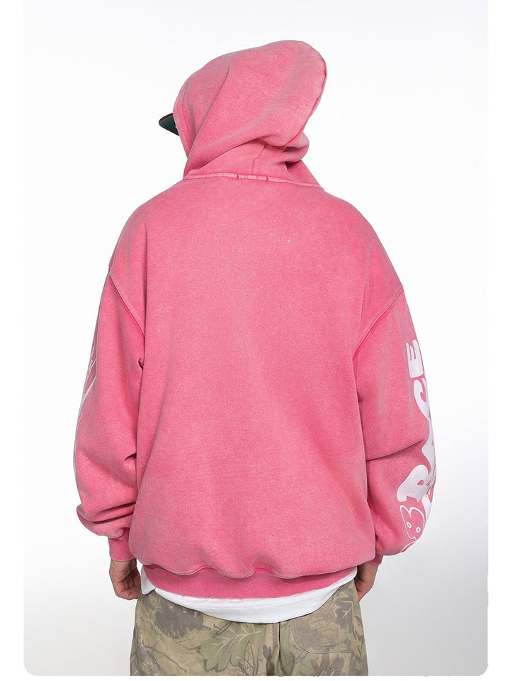 Street-Style Letter Print Hoodie Jacket