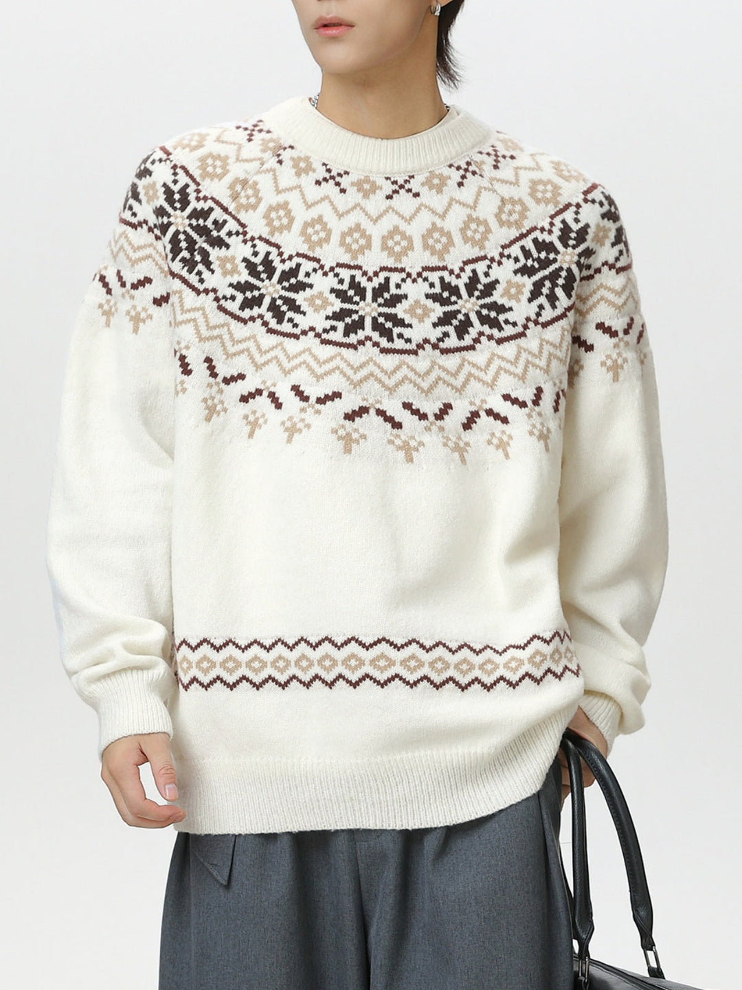 Fair Isle pattern Ethnic style All-match Pullover sweater