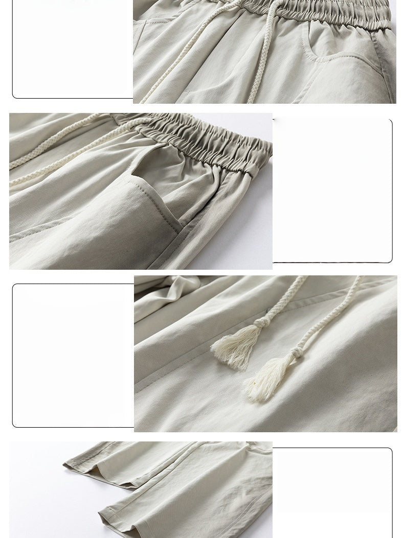 Liber Autumn Neutral wear Studs Stripes Cargo Trousers