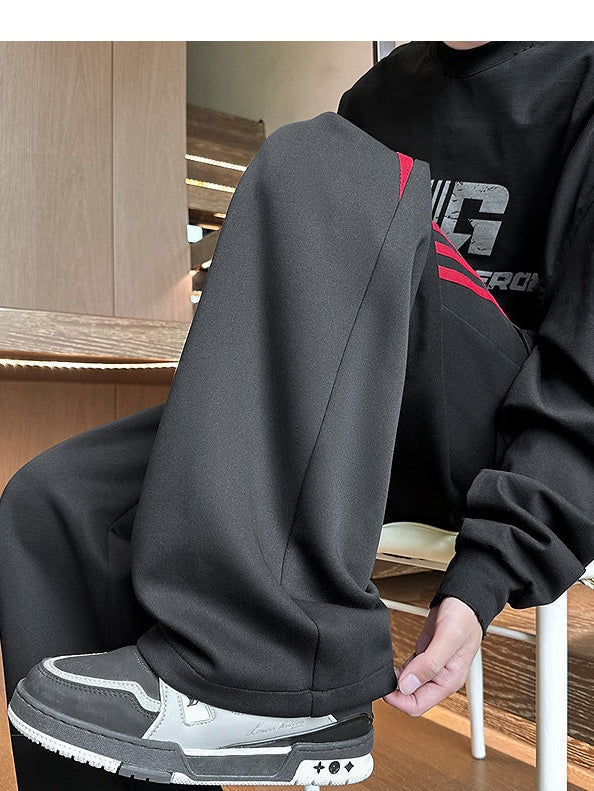 Liber Autumn Neutral wear Color matching Stripes Pants