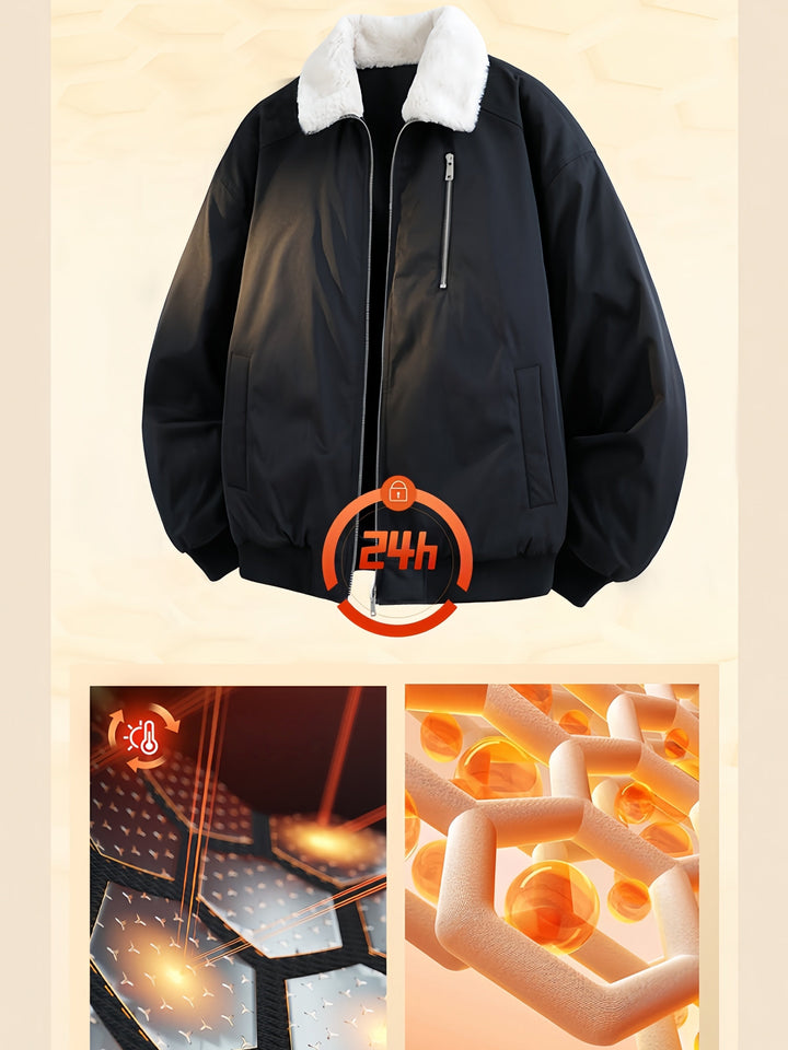 Casual Faux Lambswool Lapel Cotton Coat