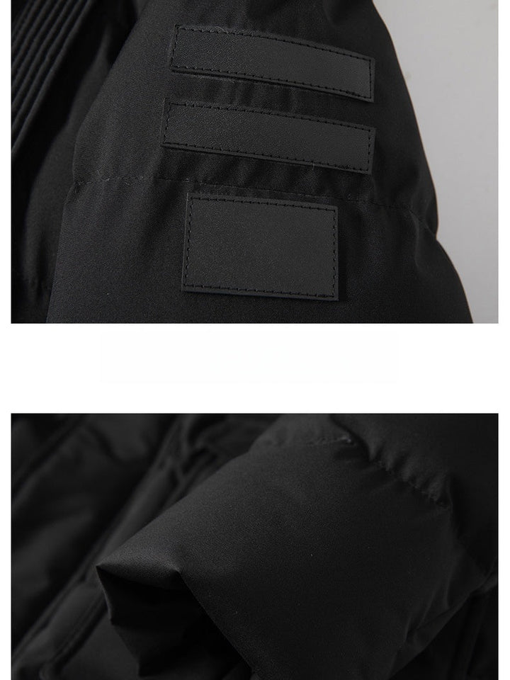 Mid-length Removable Hooded Cotton Clothes Thickening Large Fur Collar Coat