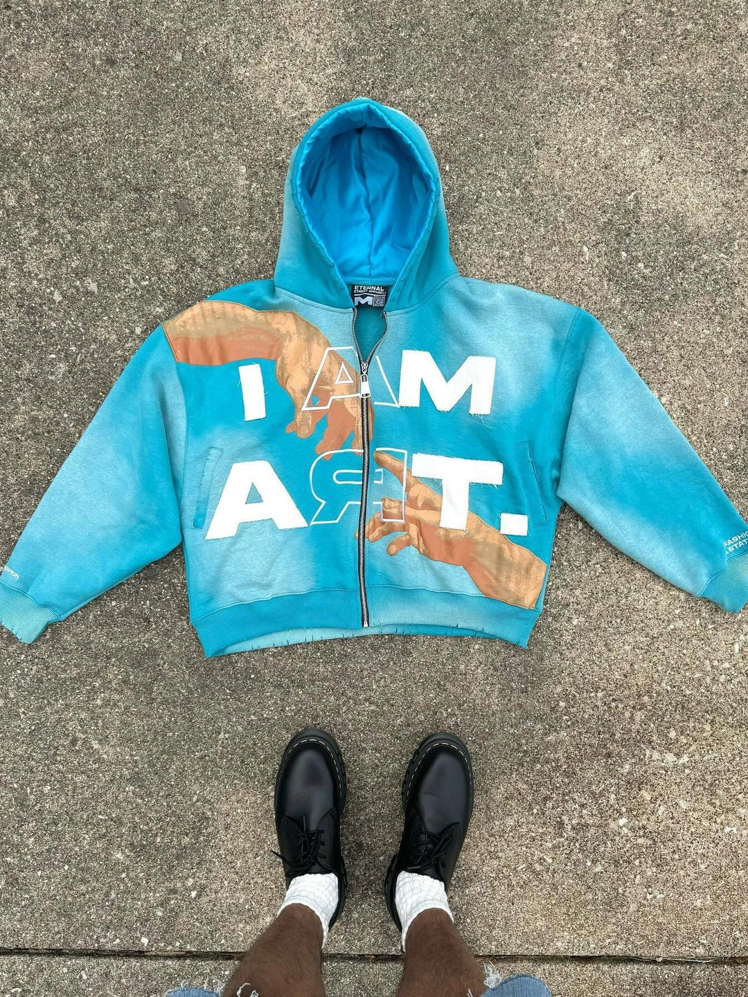 Colorblock Letter Patch Hoodie Jacket