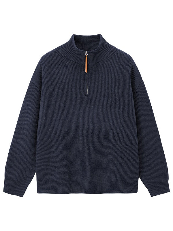 Half Zipper Turtleneck Old Money Style Sweaters