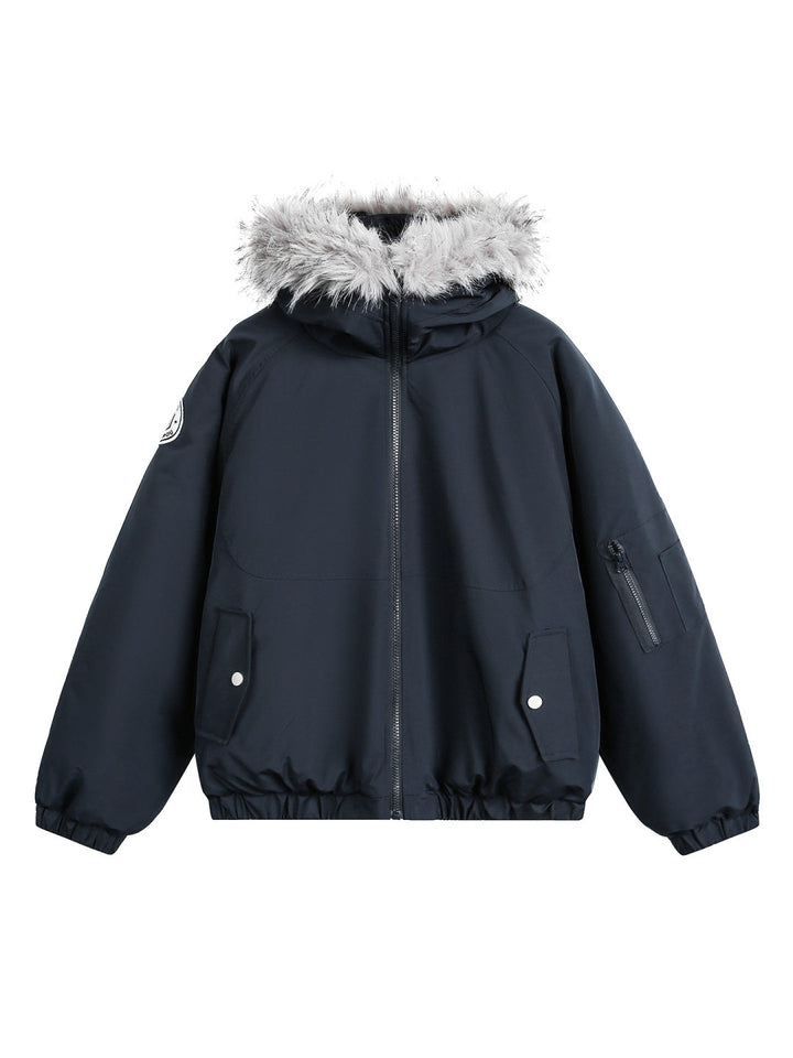 Outdoor Water-repellent Keep Warm Removable Fur Collar Thickening Hooded Parker