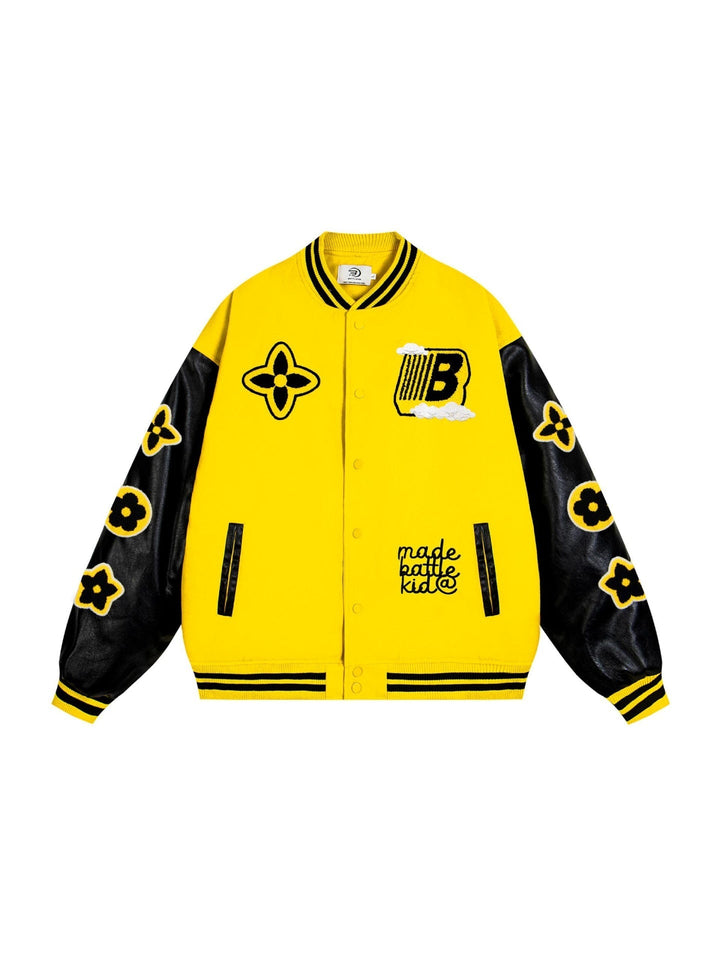 Letter Embroidery Splicing Hip Hop Baseball Uniform