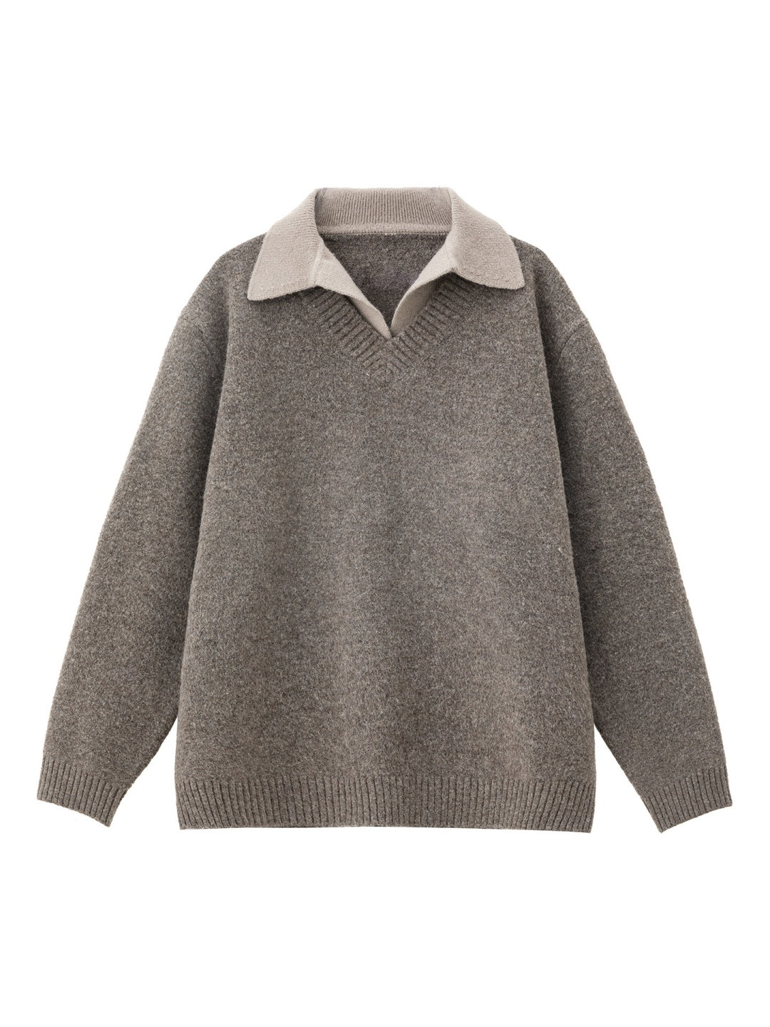 Fake two-piece lapel sweater