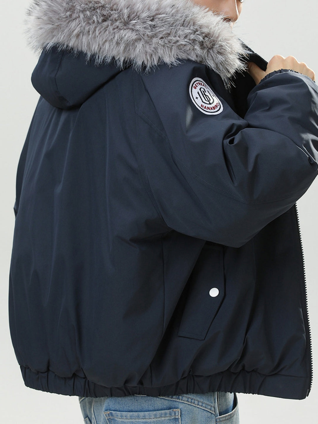 Outdoor Water-repellent Keep Warm Removable Fur Collar Thickening Hooded Parker