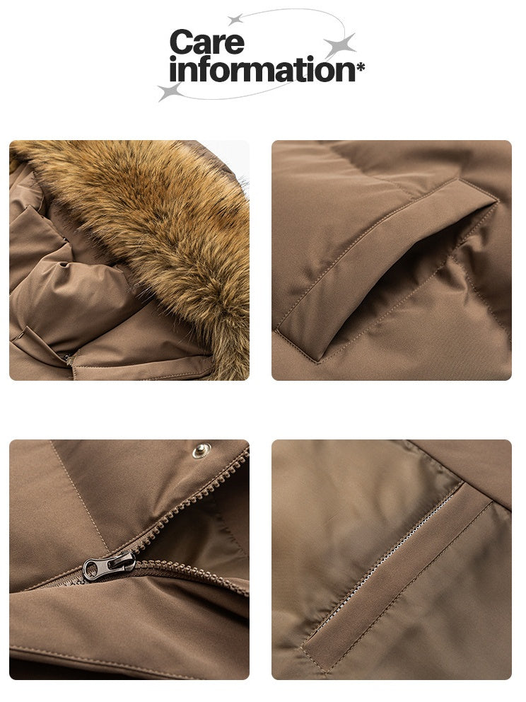 Fur Collar Thickening Keep Warm Loose Hooded Parker Cotton-padded Jacket