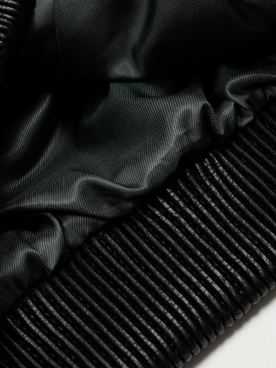 Hooded Short And Wide Black Relief Pattern Locomotive PU Jackets