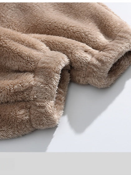 All-match Outdoor Solid Color Arctic Velvet Binding Of Feet Plush Casual Pants