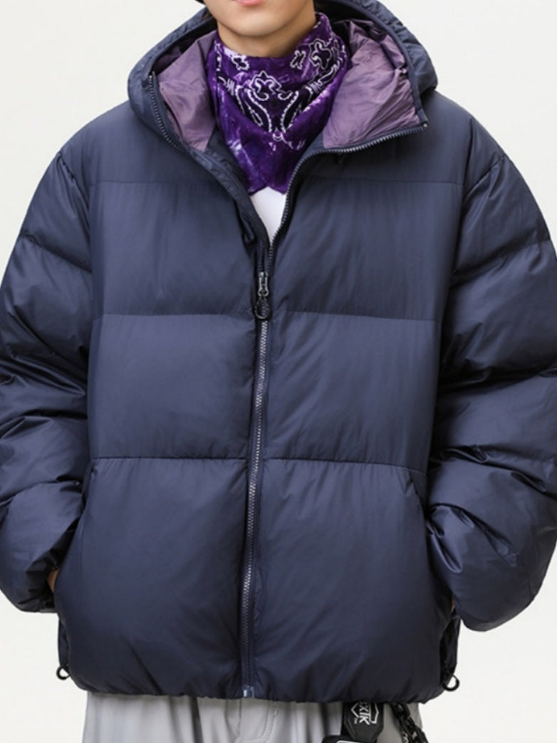 Maillard Contrasting Colors Keep Warm Hooded Coat