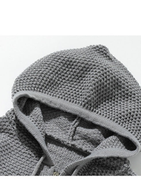 Leisure Half Zipper Pineapple Pattern Hooded Stereo Thickening Sweater