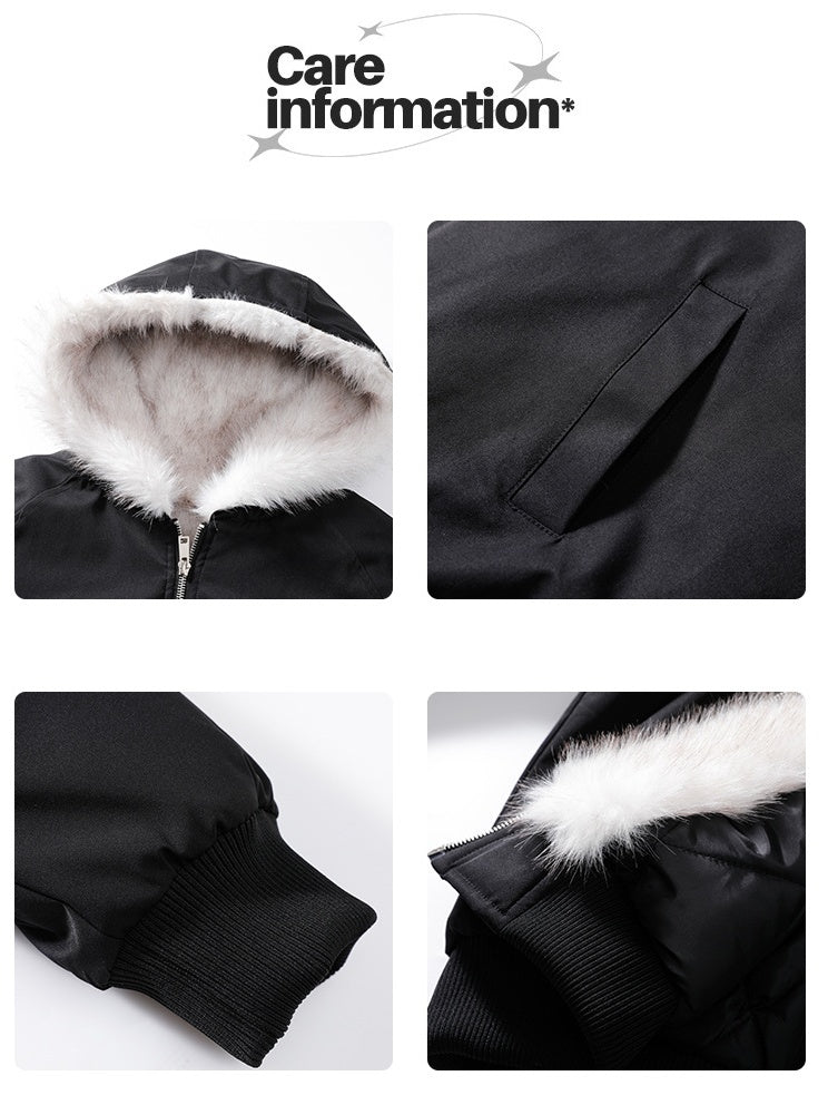 Camouflage Fur Collar Hooded Cotton Jacket