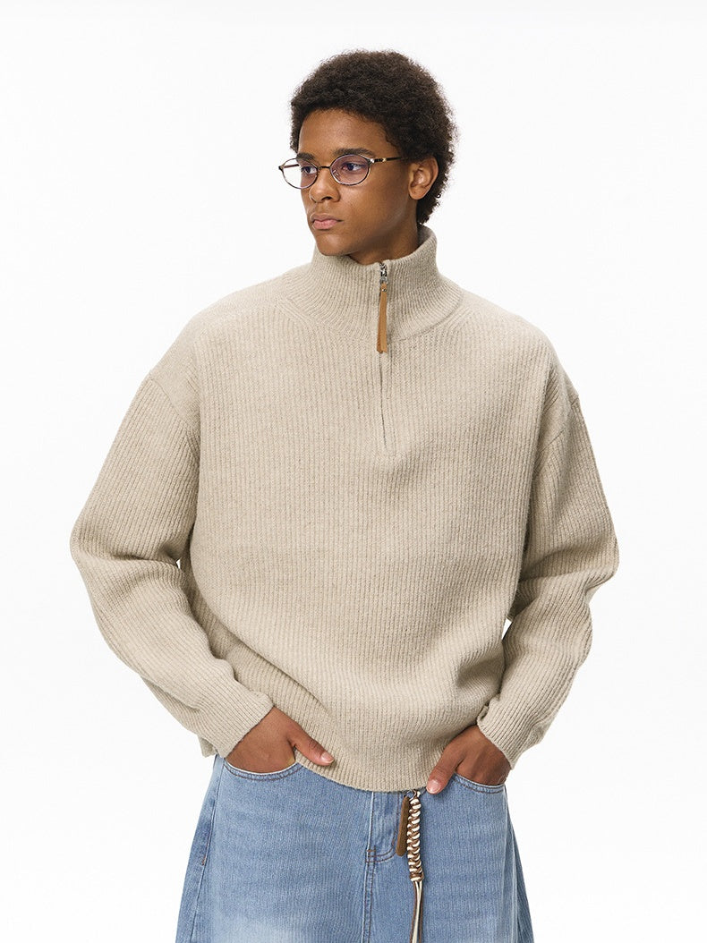 Half Zipper Turtleneck Old Money Style Sweaters