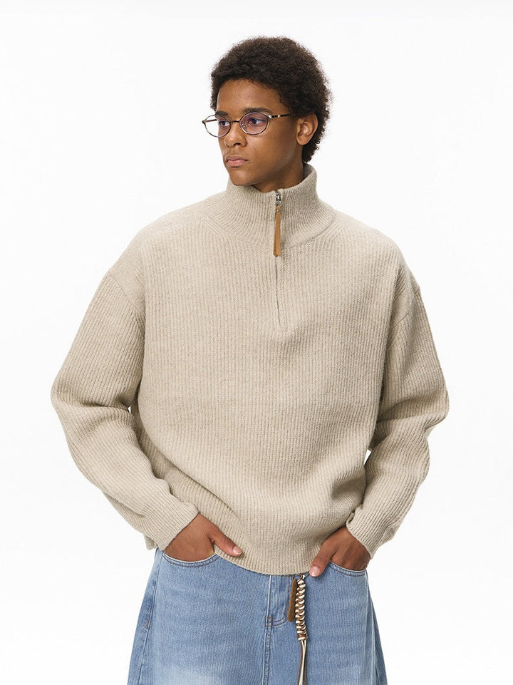 Half Zipper Turtleneck Old Money Style Sweaters