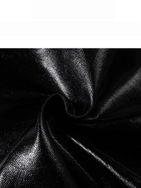 Dark Coating Glossy Slim Slimming Wide-leg Trumpet Mopping Pants