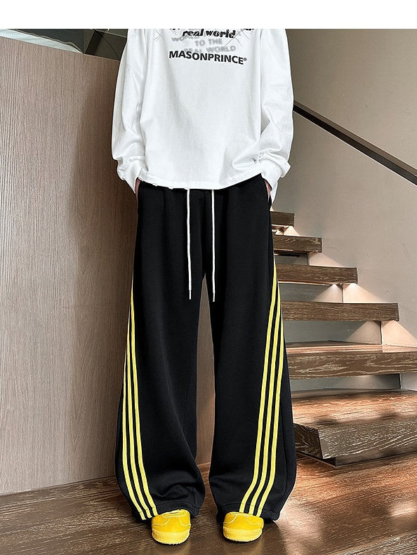 Neutral Color Matching Stripes Pants