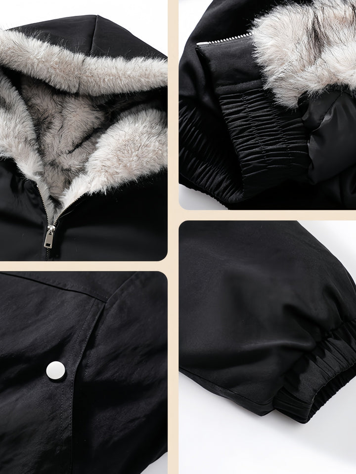 Fur Collar Hooded Thickening Keep Warm Jackets Cotton Jacket