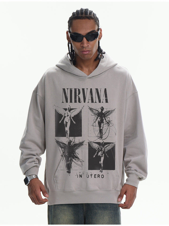 Washing Retro Angel Print 410G Loose Versatile Sweatshirt