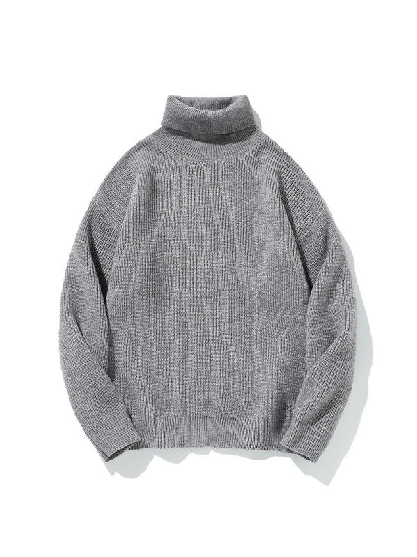 Simplicity Solid Color Loose Long Sleeve Turtleneck Sweater