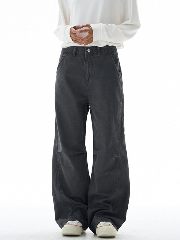 Liber Autumn Neutral wear Pocket decoration Solid Color Pants