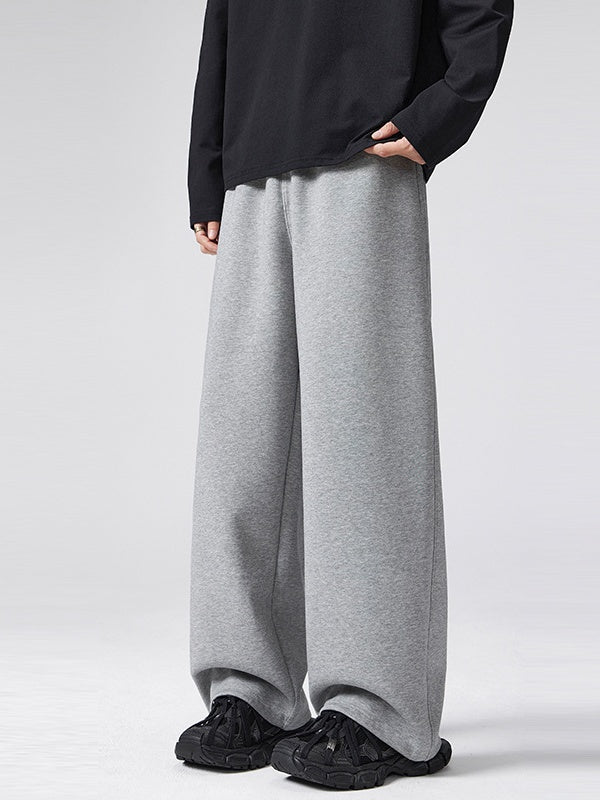 Sports Elastic Waist Wide-leg Straight Sweatpants