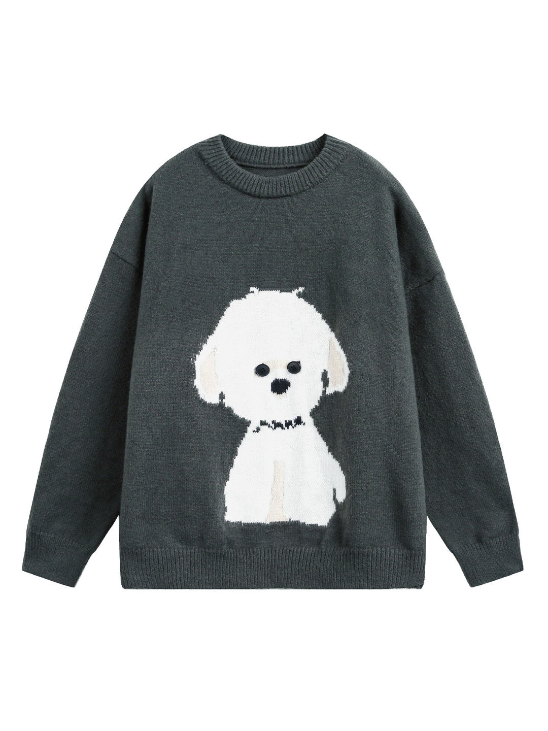 Cartoon Puppy Texture Keep Warm Crew Neck Sweater