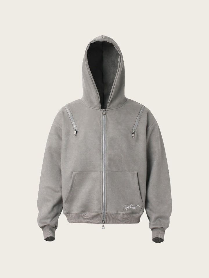 Neutral wear Zipper decoration Solid Color Sweatshirts&Hoodies