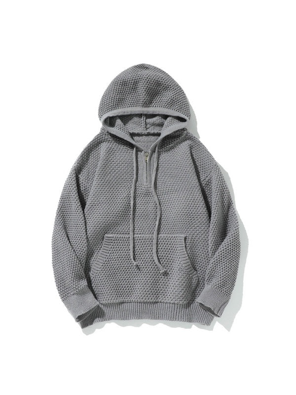 Leisure Half Zipper Pineapple Pattern Hooded Stereo Thickening Sweater