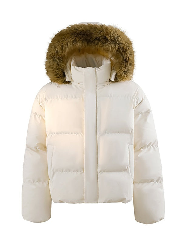 Thickening PU Leather Keep Warm Short Hooded Cotton-padded Clothes Parker Coat