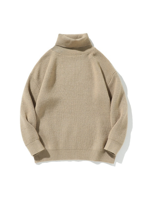 Simplicity Solid Color Loose Long Sleeve Turtleneck Sweater