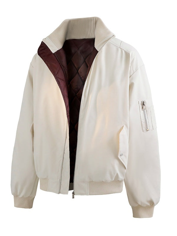 Cleanfit Triple-proof Warm High-collar Flight Jacket In Dark Red